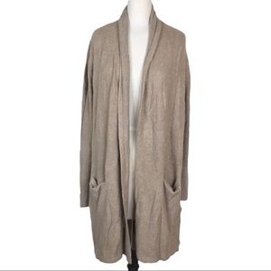 Barefoot Dreams CozyChic Lite Open Cardigan Sweater Style 428 Beige Pockets